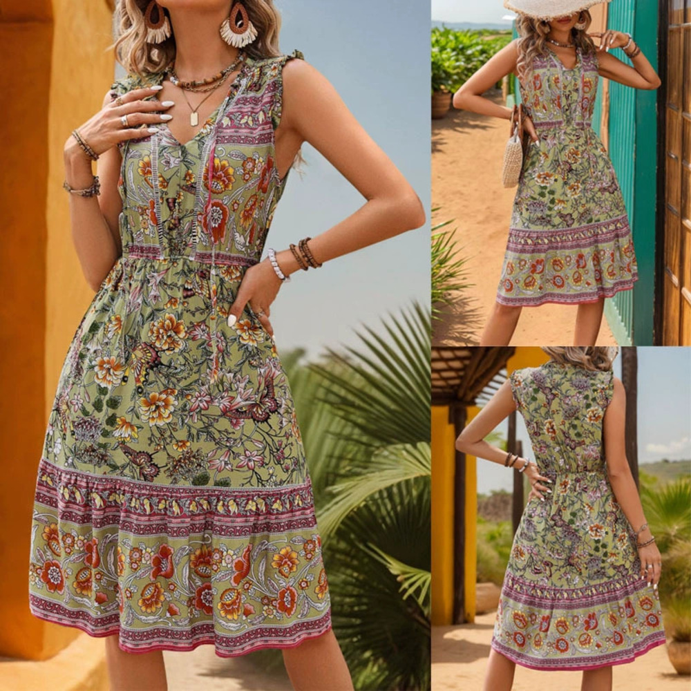Forever 21 Elegant Ethnic Print Flutter Sleeve Maxi Dress